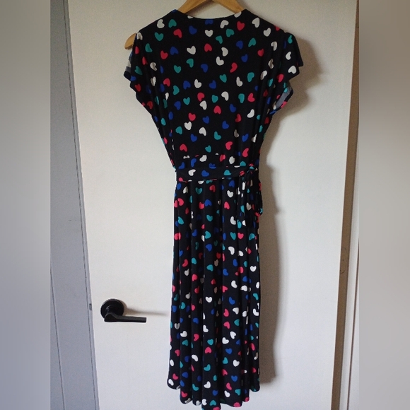 Vicky Tiel Heart Print Multicolor Wrap Dress Size Small - Picture 7 of 12